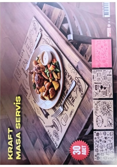 30 Adet 28x41 Cm Ebatlarında Masa Üstü Kraft Amerikan Servis Kağıdı Pasta Desen Pembe