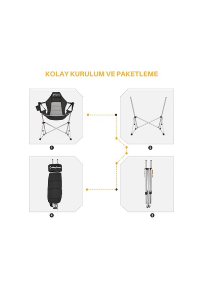 Kingcamp Orchid Salıncaklı Katlanır Kamp Sandalyesi Black/grey Çok Renkli