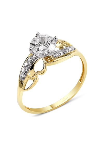Iki Renkli Altın Kalpli Yüzük As8Y52 Altınsepeti