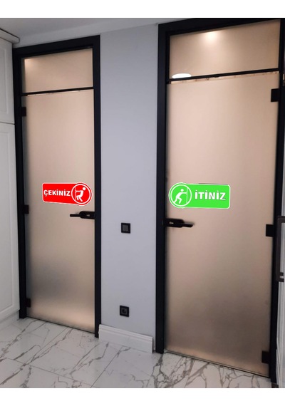 İtiniz-çekiniz Folyo Baskı Etiket Kırmızı - Yeşil