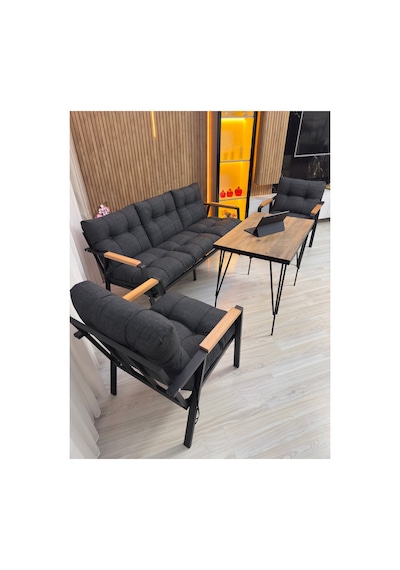 Houseart Açelya Balkon, Bahçe, Cafe - Salon - Metal Kanepe Koltuk Takımı 3+1+1 + Masa Antrasit Houseart Açelya Balkon, Bahçe, Cafe - Salon - Metal Kanepe Koltuk Takımı 3+1+1 + Masa Antrasit