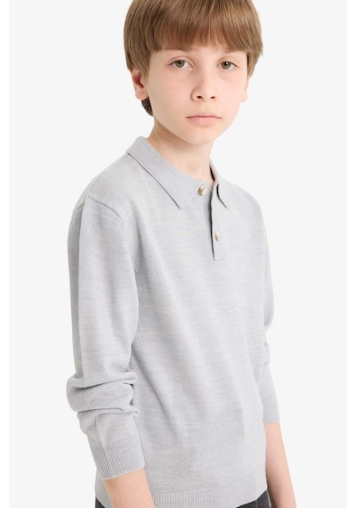 Defacto Erkek Çocuk Okul Polo Yaka Kazak F3739a825augr210 Gri