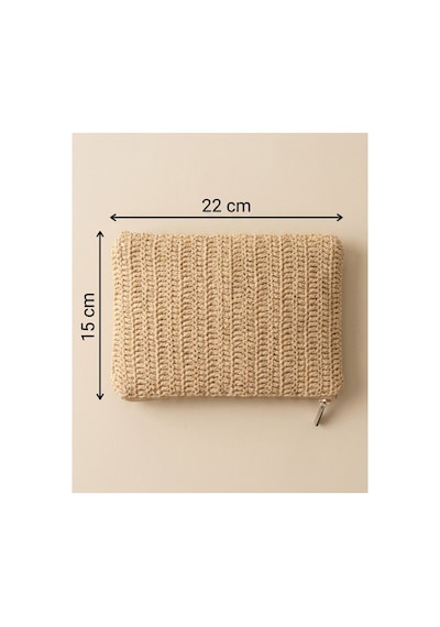 Myballistore Kağıt İpten El Örgüsü Clucth Çanta Bej