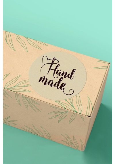 Kraft Hand Made El Yapımı Paketleme Sticker Etiket 3x3cm St2116 Çok Renkli