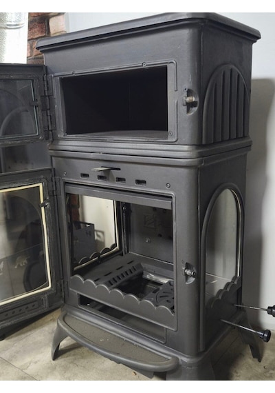 Fs-024-ak Modena Lüx Oven Alttan Küllüklü 3 Camlı Kuzineli Döküm Soba