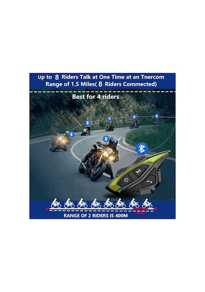 Motorsiklet Kask Bluetooth Kulaklık Mikrofonlu Fm Radyolu 8 Kişilik Çoklu Eşleşme Helmet Intercom