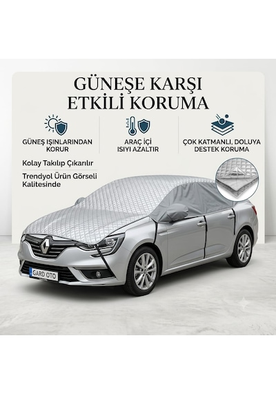 Gard Oto Universal Sedan Araç Brandası Su Geçirmez Gri