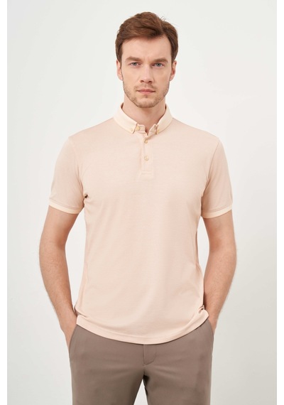 Morven Erkek Somon Trend Merserize Düz Düğmeli Yaka Dynamic Fit T-shirt 24ys018011156 Somon