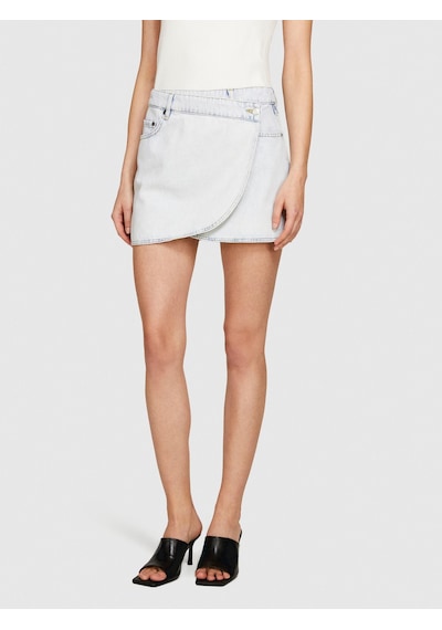 Sisley %100 Pamuk Düşük Bel Mini Denim Anvelop Etek Kadın Siyah Mix Etek - 324p4pjel0020