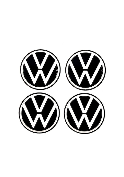 Yeni Nesil Tasarım Damla Sticker Siyah Volkswagen Jant Göbeği 5.5cm Uyumlu