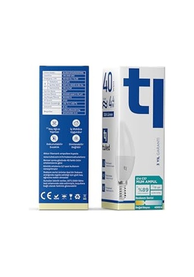 Redeem C37s E14 Mum Ampul, Titreşimsiz, Göz Konforu, 527 Lümen, Doğal Beyaz, 4000 Kelvin Diğer