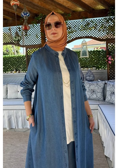 Rabia Şamlı Kot Tencel Pantolonlu Takım Normal