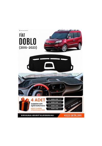 Fıat Doblo 2015-2023 Uyumlu Torpido Koruma, Torpido Örtüsü, Torpido Kılıfı - Siyah Gri