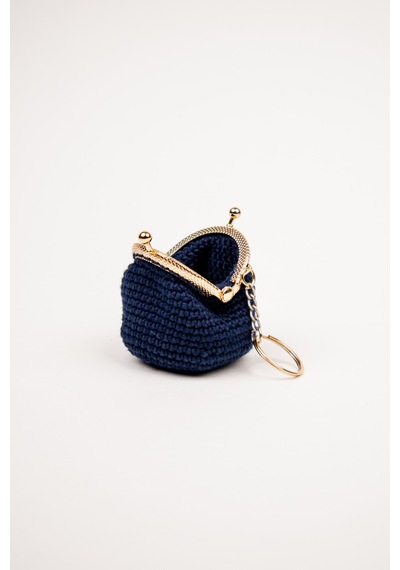 Fabric Craft Bag Mini Bozuk Para Cüzdanı Anahtarlık Klipsli Lacivert