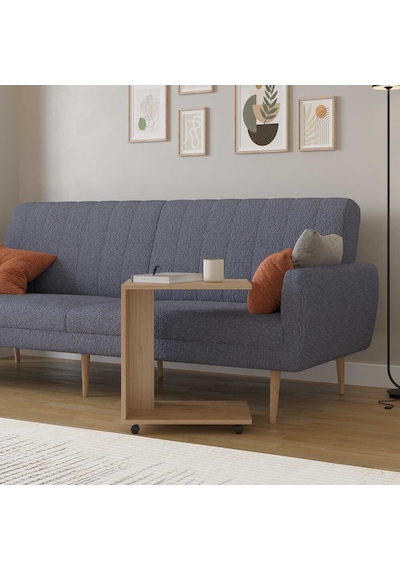 Çok Amaçlı Tekerlekli C Koltuk Sehpası-florida Meşe 35x65x45 Cm Meşe