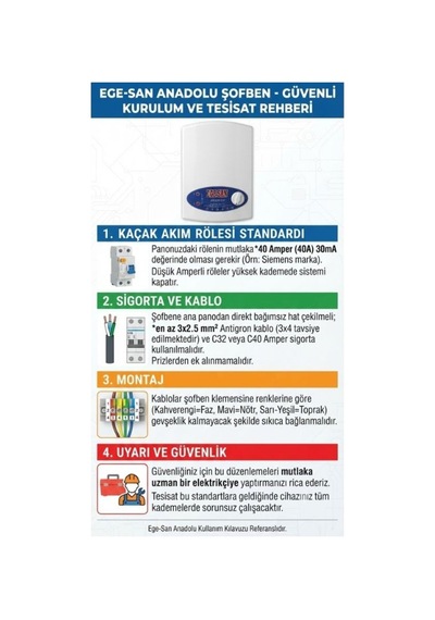 Elektrikli Şofben Anadolu - Kurulum Yönlendirmesi