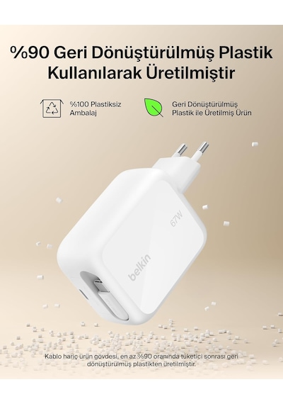 Usb-c Şarj Fişi 67 W, 1 M Geri Çekilebilir Usb-c Kablo, Usb C Bağlantı Noktası, Gan İphone Şarj Cihazı, İphone 17 Ve 16 Serisi, Galaxy S26 Serisi, Airpods, Tablet, Macbook, Chromebook İçin