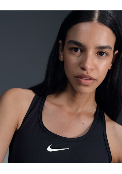 Nike Swoosh Dx6821-010 Orta Destekli Pedli Kadın Spor Sütyeni - Siyah