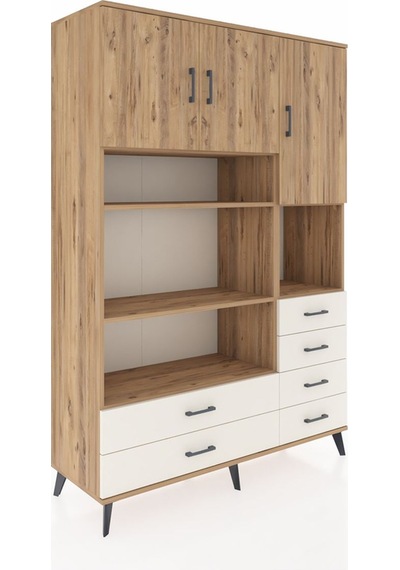 Hyperion Dolap 9 Raflı 6 Çekmeceli 3 Kapaklı 132x44x195 Çam-ç... Çam