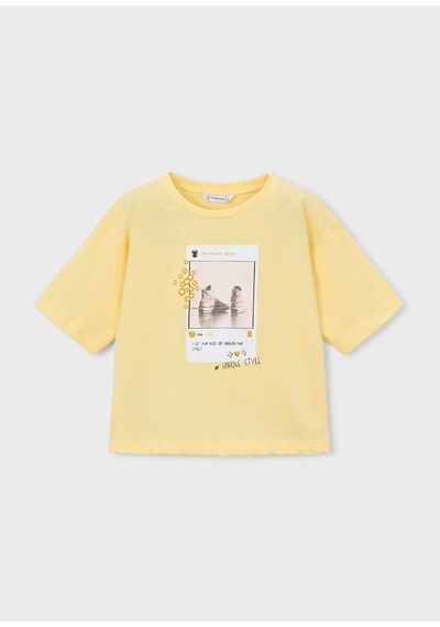 Mayoral Kız Çocuk Oversize Baskılı Tshirt Sarı SARI