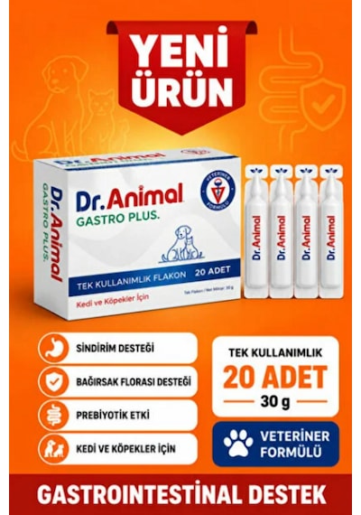 Dr. Animal Gastro Plus Kedi Köpek Sindirim Sistemi Destekleyici Ve Mide Yatıştırıcı 20 Pipet