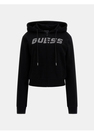 Guess Logolu Yapay Elmas Taşlı Kapüşonlu Kadın Sweatshirt V5gq10kcrp0 Siyah