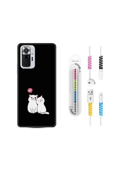 Xiaomi Redmi Note 10 Pro Kılıf +Kablo Koruyucu Love Cats 1690