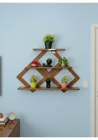 3 Katlı Modern Metal Duvar Rafı - 60/40/30 Cm Genişlik - 10 Cm Derinlik Bordo