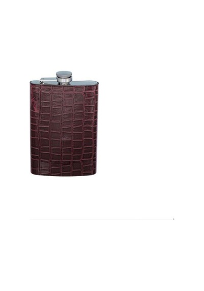 La Medore Brown Croco Leather Hıp Flask 9,5x2,5x14 Cm