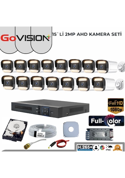 15 Li 2mp Full Color 3.6mm Lens 1080p Fullhd Warmled Ahd Bullet Set