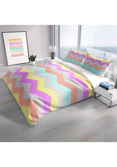 Cattleya Wave 3D Pamuk Saten Çift Kişilik Nevresim Takımı Çok Renkli