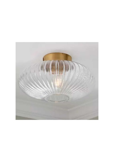 Rustik Vintage Şeffaf Elips Camlı Tavan Plofonyer Avize Çap 30 Cm Siyah
