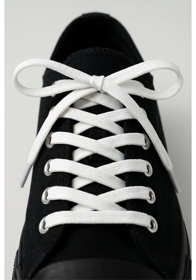 Last İcon Beyaz Renk Yassı Örgü Ayakkabı Bağcığı Spor Sneaker Uyumlu Beyaz