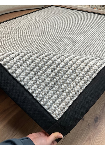 Kumaş Bordür Gri Bukle Antrasit Bordür Halı Salon Koridor Mutfak Çocuk Odası Halısı Kilim S267 Gri - Siyah