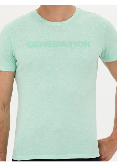 Yesıl Slim Fit Bisiklet Yaka T-shirt Yeşil