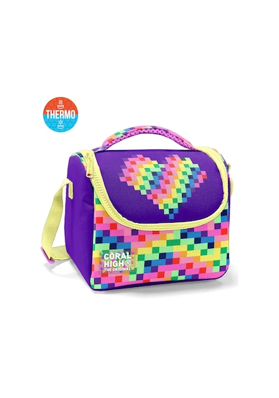 Coral High Kids Çok Renkli Piksel Kalp Desenli 3 Lü Okul Çanta Seti Set0133208 Pastel
