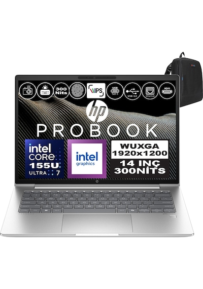 HP ProBook 440 G11 A22YSEAF17 U7-155U 48 GB 512 GB SSD 14" Dos WUXGA Dizüstü Bilgisayar + Zetta Çanta