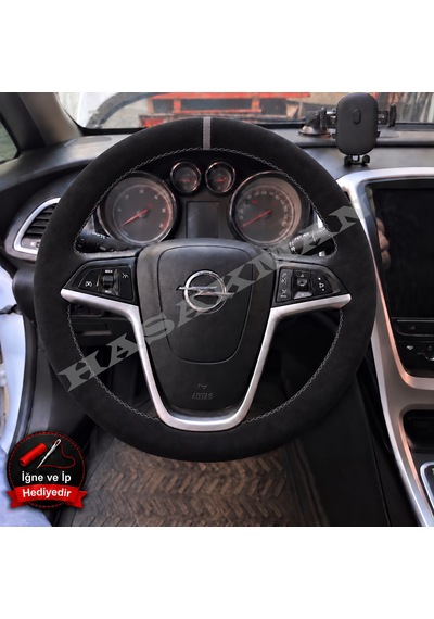 Opel Ampera Dikme Direksiyon Kılıfı Full Alcantara Süet Gri Yüzük Ve Gri Dikiş 2011-2015