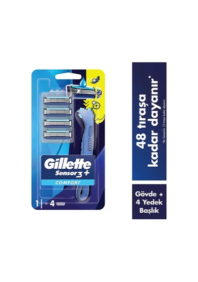 5 Adet Gillette Sensor3+ Comfort 4'lü Yedek Bıçağı Başlıklı Tıraş Makinesi