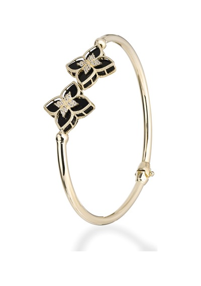 Zirkon Taşlı Siyah Vaan Cleef Model Tasarım Altın Bilezik 64035424