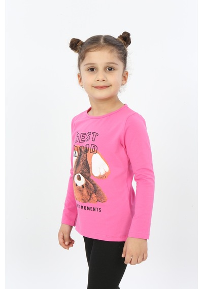 Toontoy Kids Toontoy Kız Çocuk Best Mood Ayıcık Baskılı Tişört Fuşya Toontoy Kids Toontoy Kız Çocuk Best Mood Ayıcık Baskılı Tişört Fuşya