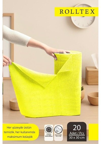 4'lü Paket 80 Yaprak 30x30cm Yırt Kopar %100 Mikrofiber Temizlik Bezi 4 Renk Gri