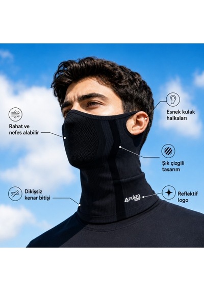 Nukrotech Nukrowear Airflex Kulak Askılı Yarım Balaklava Siyah