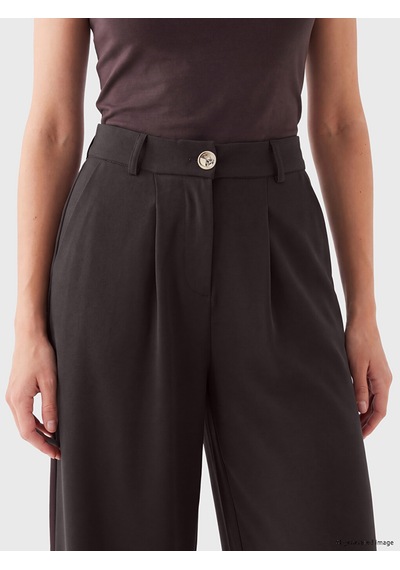 Lcw Everyday Kahverengi Loose Fit Kadın Pileli Kumaş Pantolon