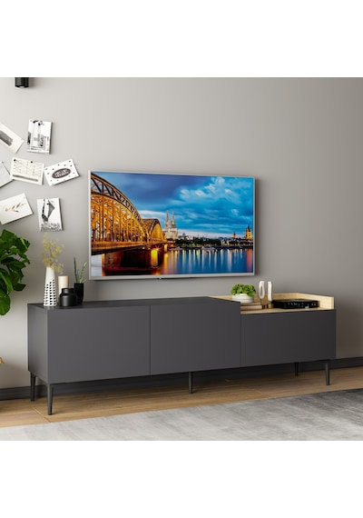 Mia TV Sehpası – Antrasit & Safir Meşe Detaylı Modern Televizyon Sehpası Mia TV Sehpası – Antrasit & Safir Meşe Detaylı Modern Televizyon Sehpası