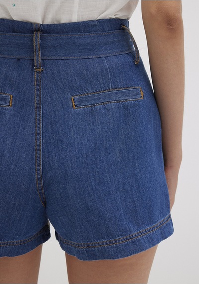 Mavi - Kemer Detaylı Denim Şort 1410214-86971 Mavi