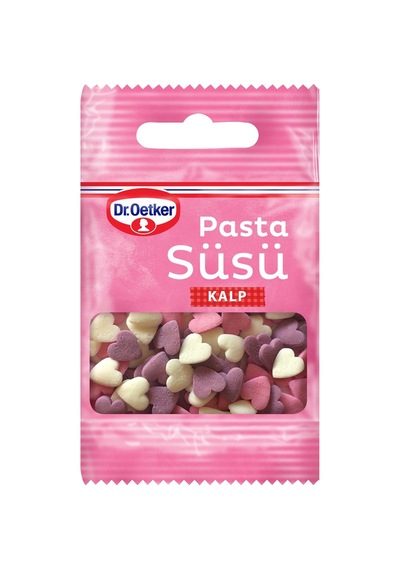 Dr. Oetker Pasta Süsü 10g Kalpler - Üç Renkli Hazır Süsleme - 8 Adet Tarı