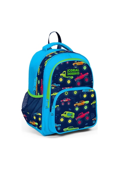 Coral High Kids Mavi Lacivert Monster Truck Desenli 3'lü Okul Çanta Seti Set0123406