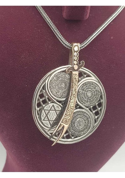 Zülfikar Kılıcı V 5 Dua Yazılı Hz.süleyman Mühürlü Gümüş Dönen Madalyon Hediye Kolye