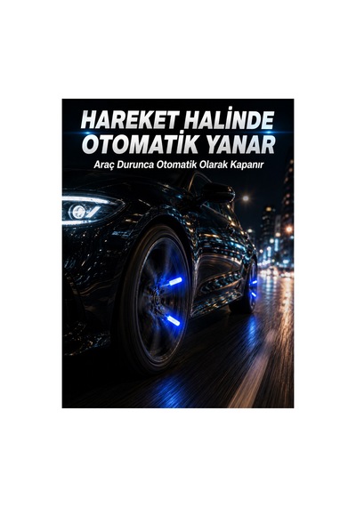 Hareketle Yanan Led Sibop Işığı 4'lü Araç Lastik Lambası Çok Renkli Çok Renkli